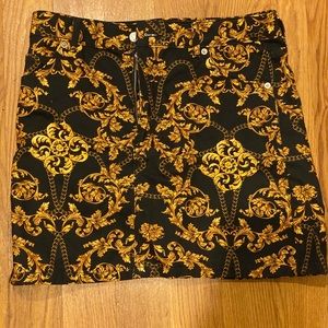 TopShop gold and black mini skirt